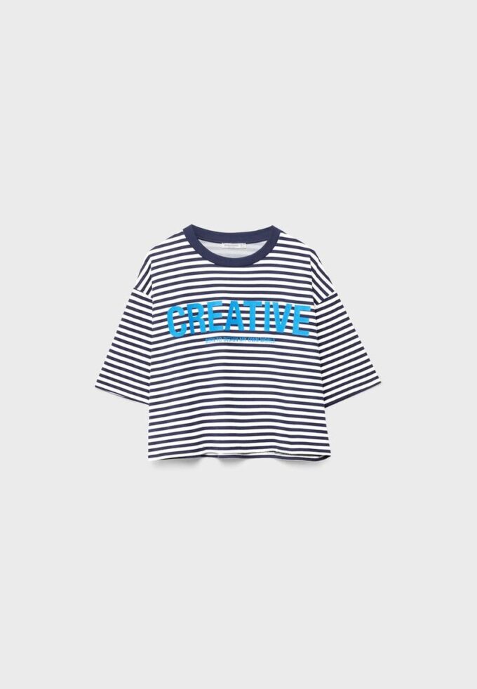 Tričko s krátkým rukávem a potisky pruhů ve tvaru kraťasů