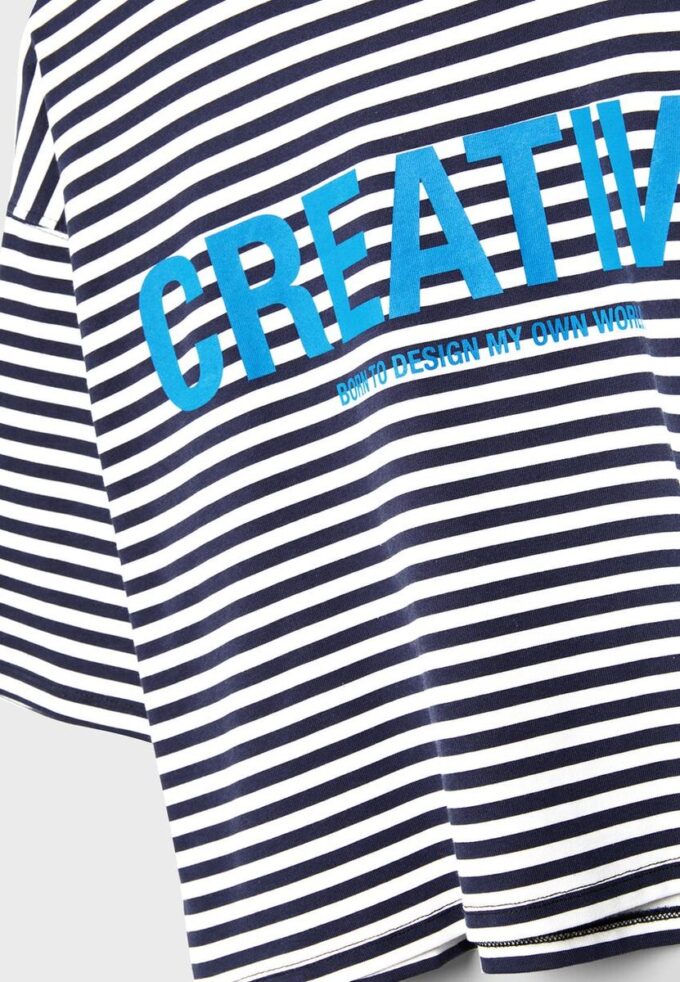 Tričko s krátkým rukávem a potisky pruhů ve tvaru kraťasů