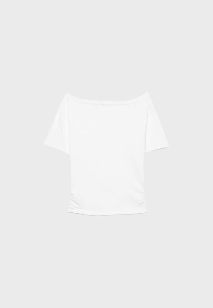 Tričko s krátkým rukávem a výstřihem do V se záhyby