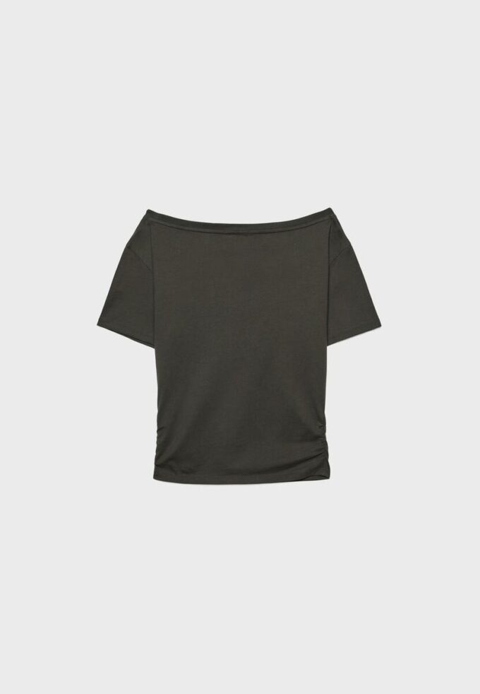 Tričko s krátkým rukávem a výstřihem do V se záhyby