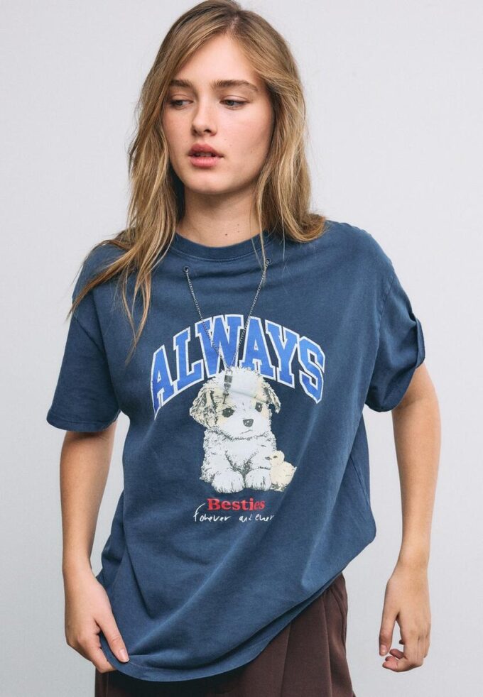 Tričko s krátkým rukávem s potiskem a aplikací