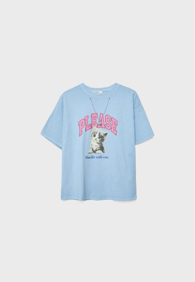 Tričko s krátkým rukávem s potiskem a aplikací