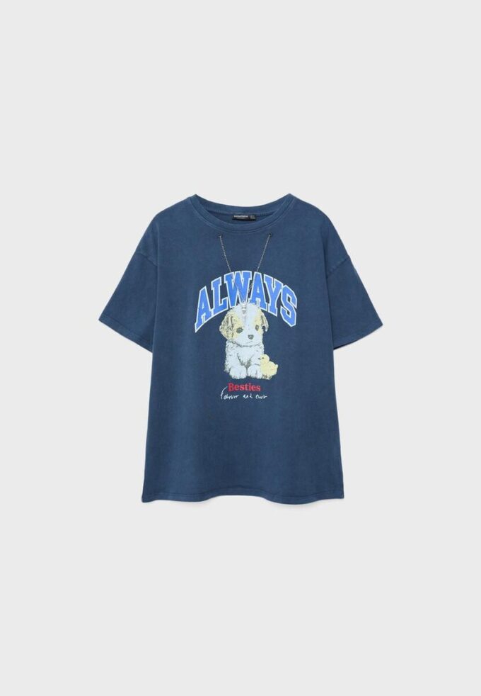 Tričko s krátkým rukávem s potiskem a aplikací