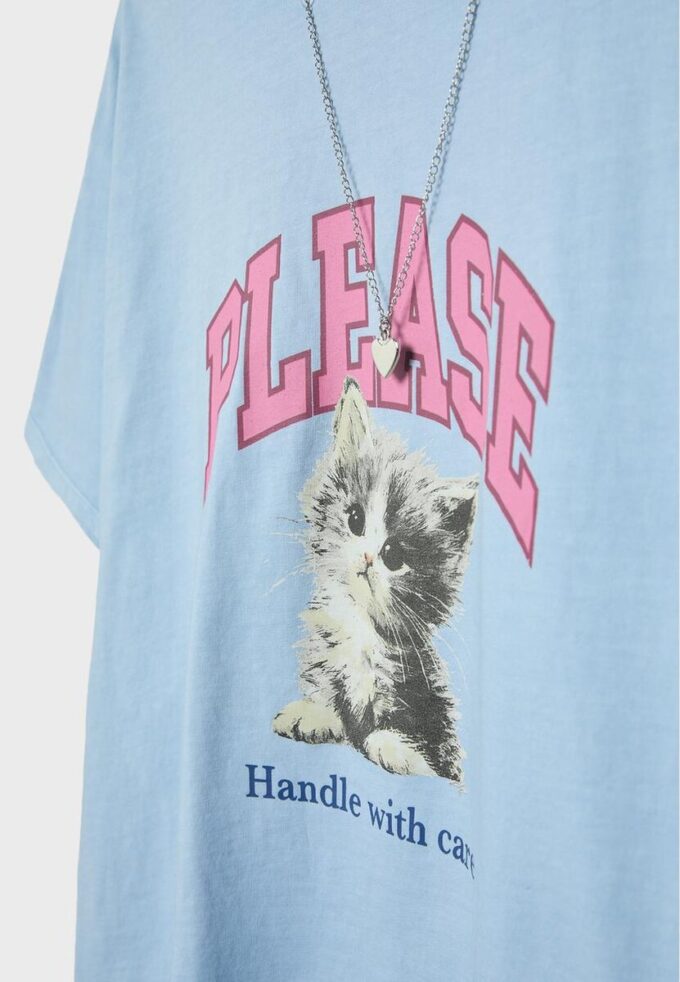 Tričko s krátkým rukávem s potiskem a aplikací