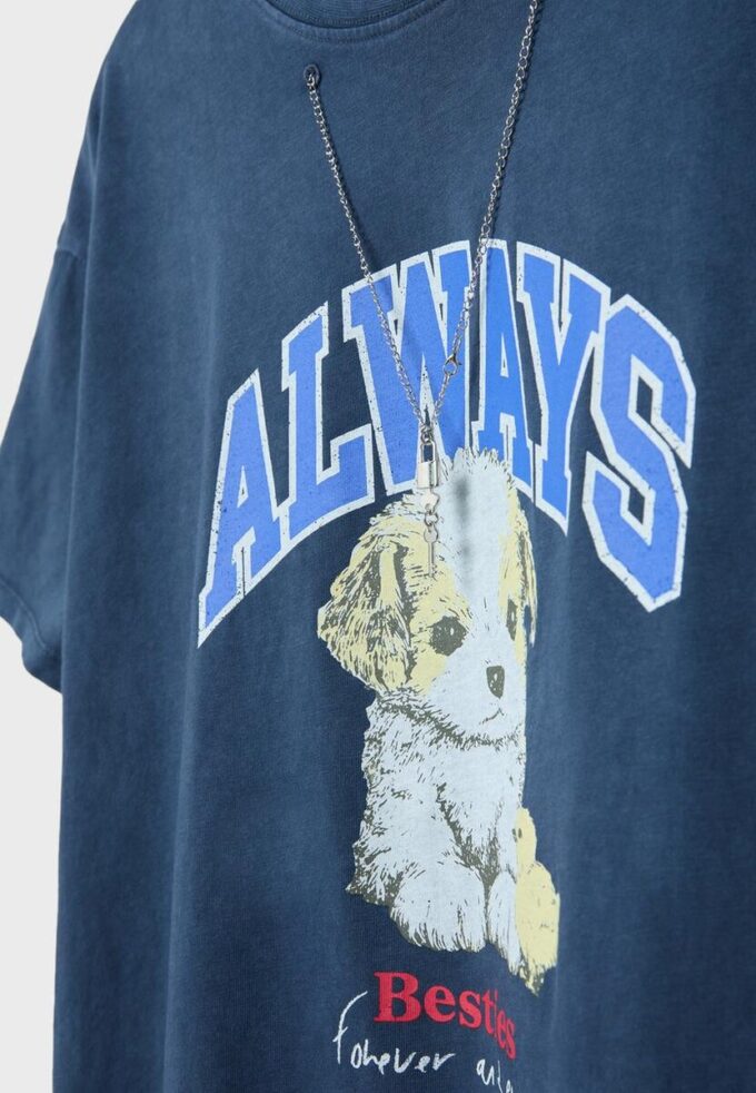 Tričko s krátkým rukávem s potiskem a aplikací