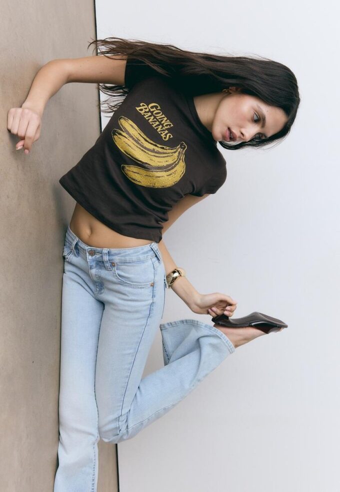 Tričko s krátkým rukávem v barvě banánu