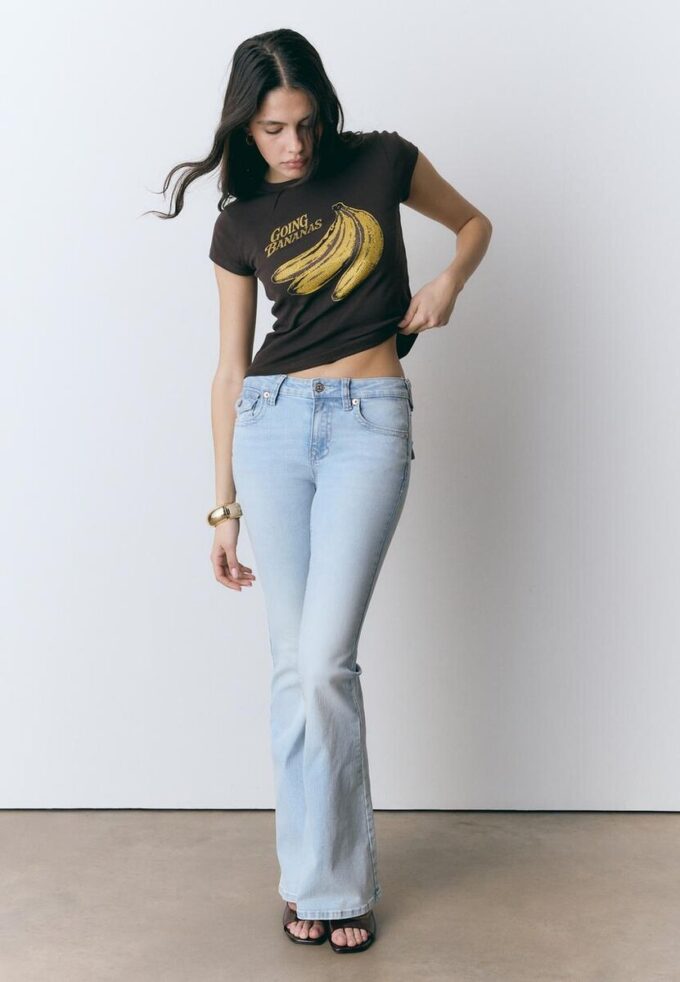 Tričko s krátkým rukávem v barvě banánu