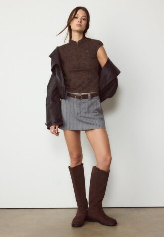 Tričko ve stylu qipao s flokovým potiskem