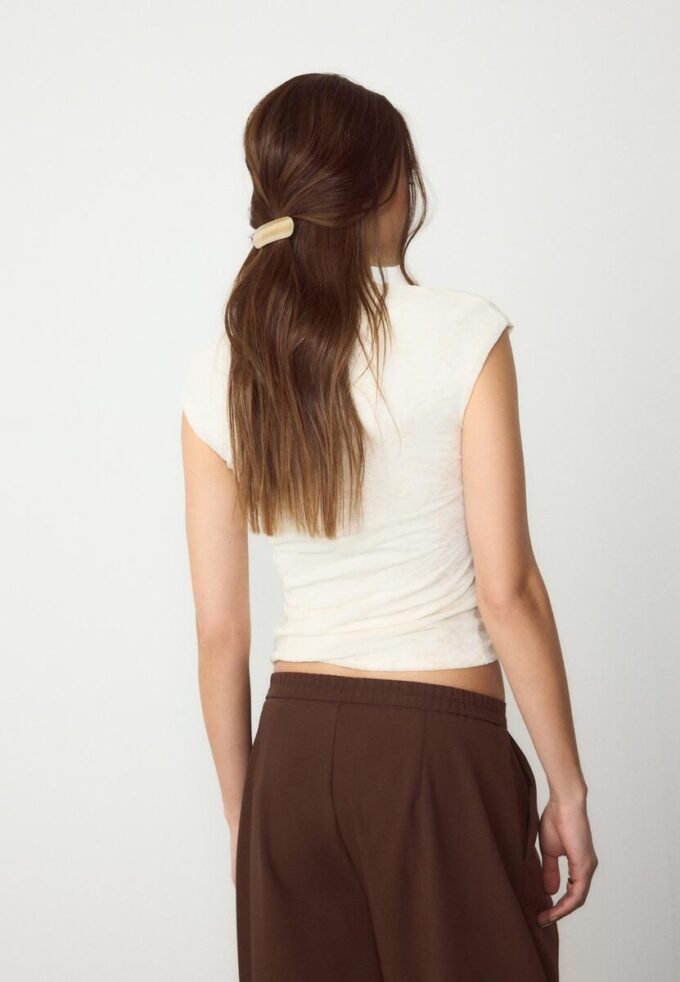 Tričko ve stylu qipao s flokovým potiskem