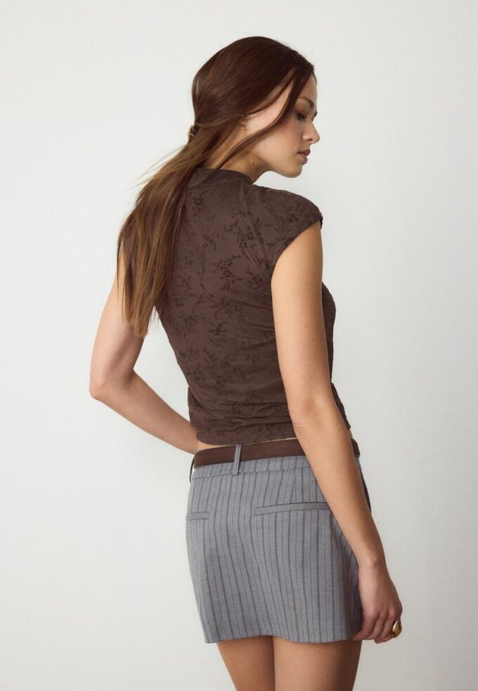 Tričko ve stylu qipao s flokovým potiskem