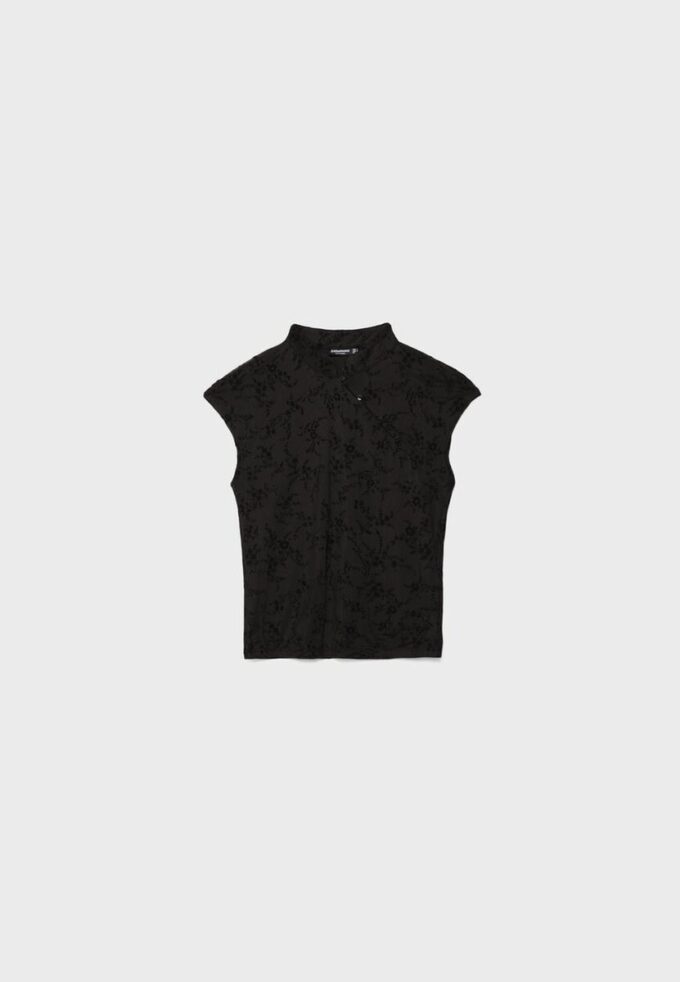 Tričko ve stylu qipao s flokovým potiskem