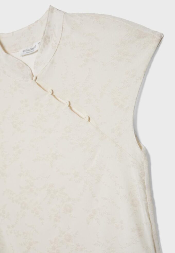 Tričko ve stylu qipao s flokovým potiskem