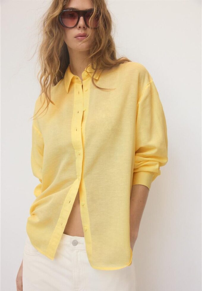Vlající košile s lněným vzhledem Vlající košile s lněným vzhledem