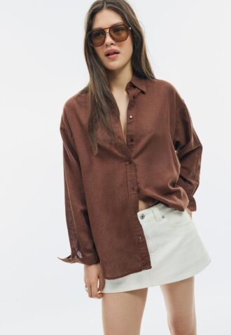 Vlající košile s lněným vzhledem