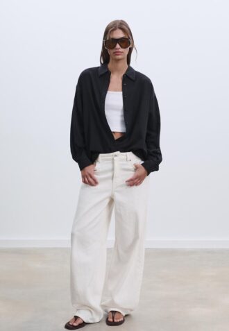 Vlající košile s lněným vzhledem