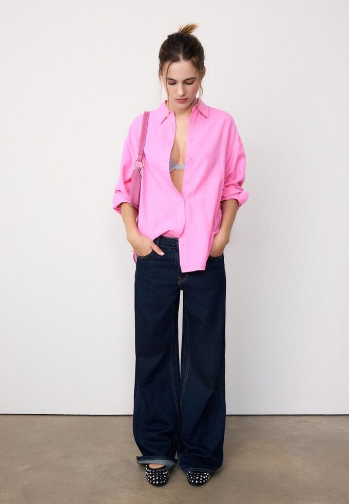 Vlající košile s lněným vzhledem Vlající košile s lněným vzhledem