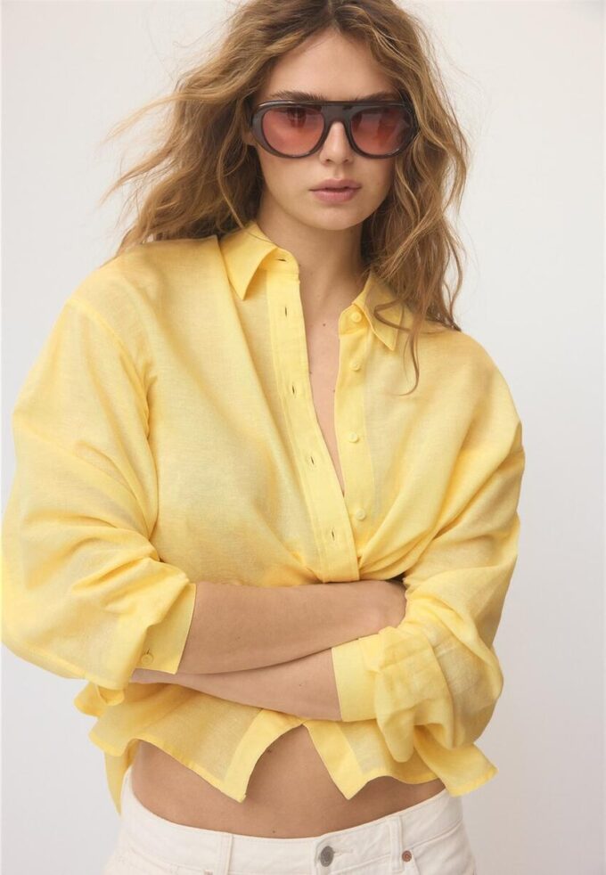 Vlající košile s lněným vzhledem Vlající košile s lněným vzhledem