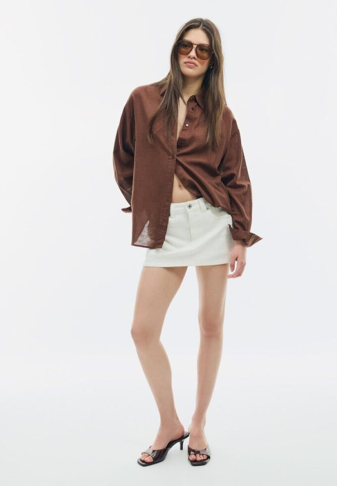 Vlající košile s lněným vzhledem Vlající košile s lněným vzhledem