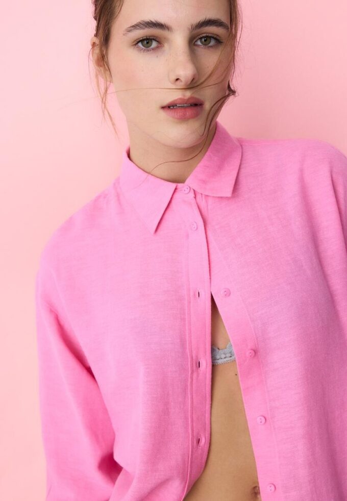 Vlající košile s lněným vzhledem Vlající košile s lněným vzhledem