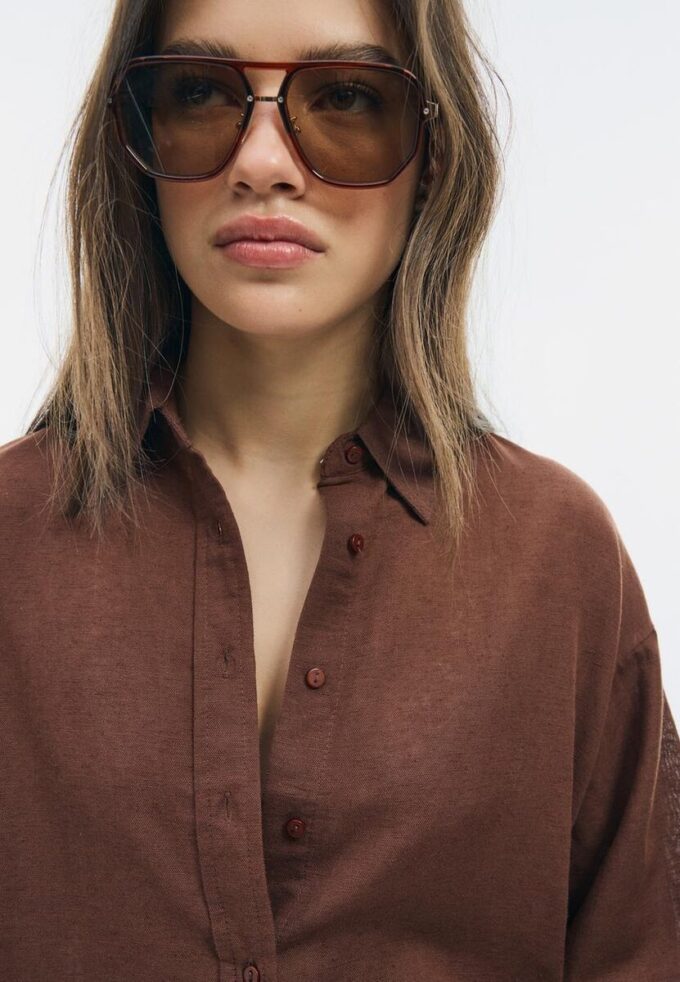 Vlající košile s lněným vzhledem Vlající košile s lněným vzhledem