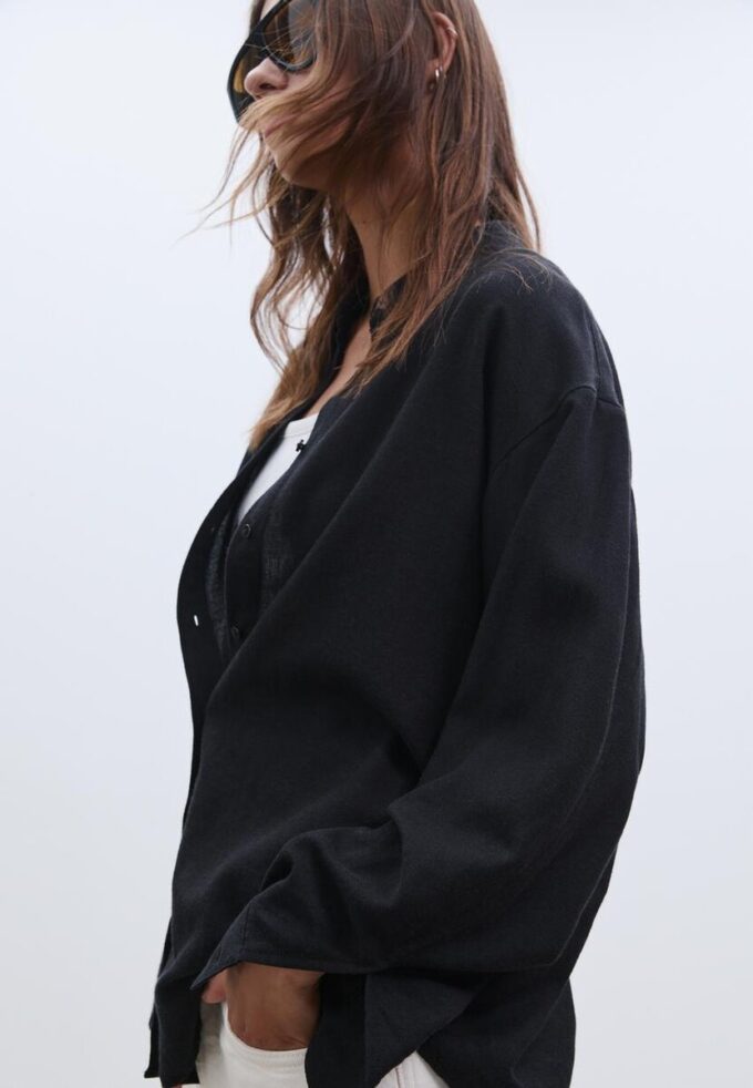 Vlající košile s lněným vzhledem Vlající košile s lněným vzhledem