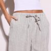 Vlající pruhované kalhoty ze směsi lnu