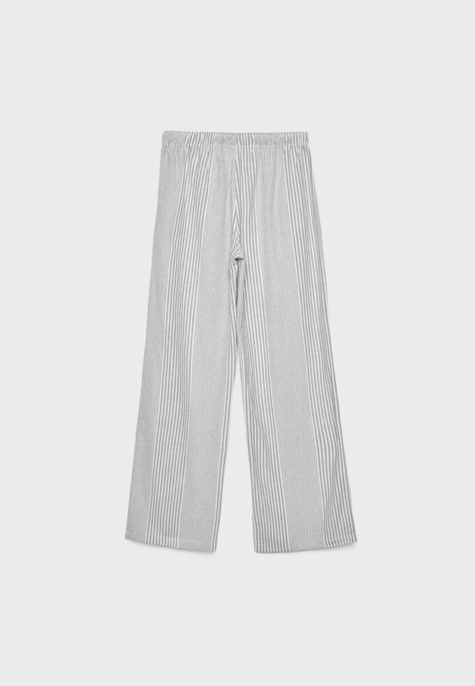Vlající pruhované kalhoty ze směsi lnu