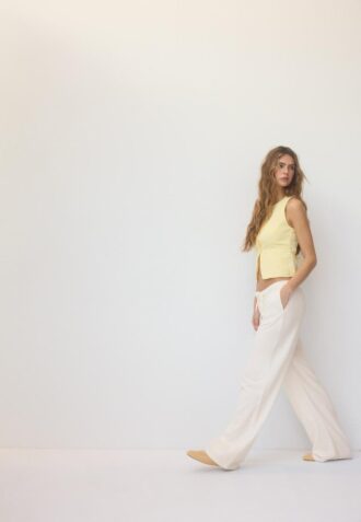 Volné kalhoty s efektem lnu