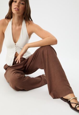 Volné kalhoty s efektem lnu