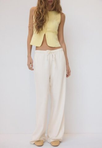 Volné kalhoty s efektem lnu