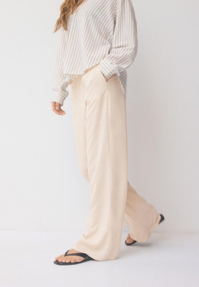 Volné kalhoty s efektem lnu Volné kalhoty s efektem lnu