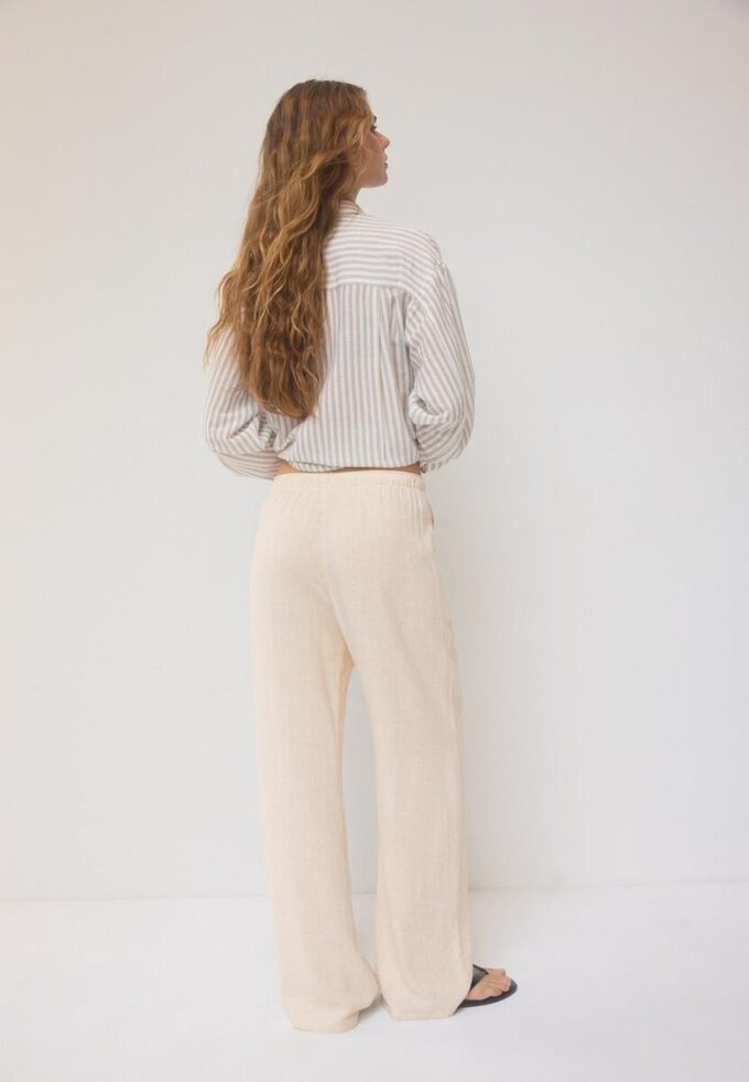 Volné kalhoty s efektem lnu Volné kalhoty s efektem lnu