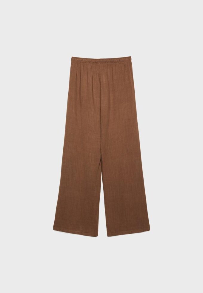 Volné kalhoty s efektem lnu