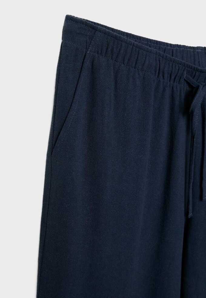 Volné kalhoty s efektem lnu