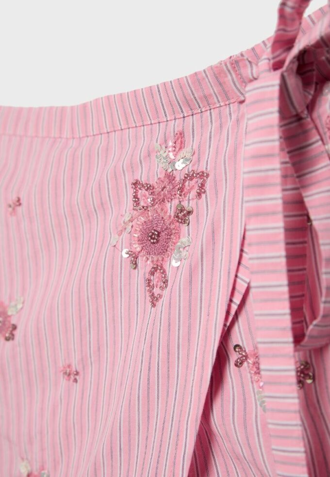 Vyšívaná pruhovaná mini Skort