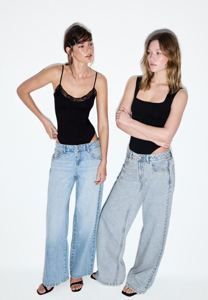 Wide Leg džíny s cvočky