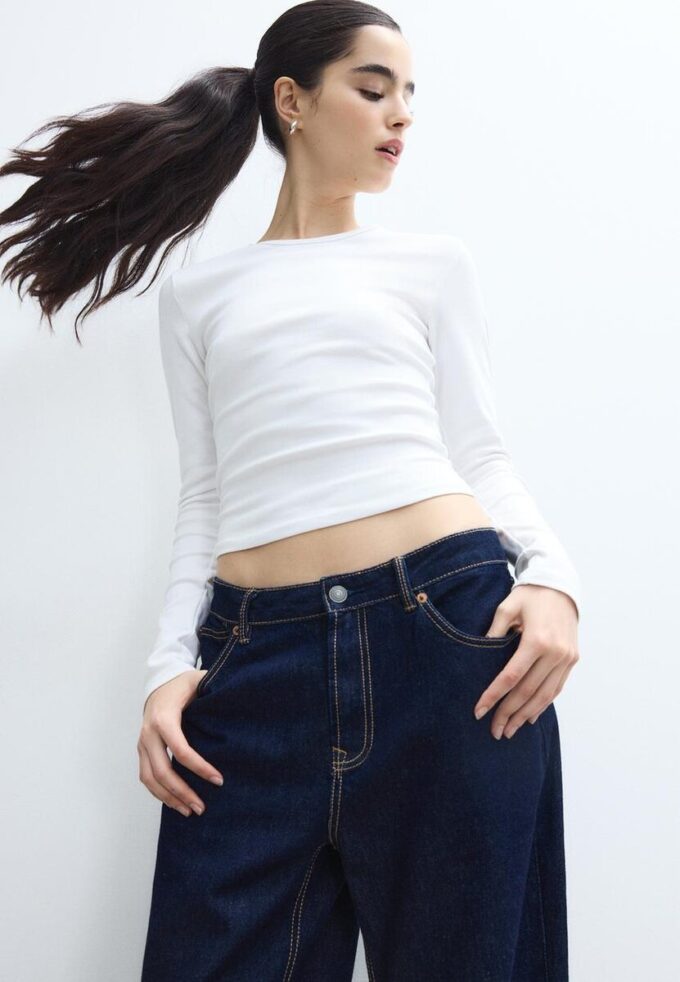 Základní bavlněné tričko s dlouhým rukávem