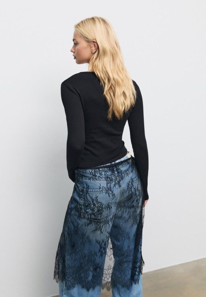 Základní bavlněné tričko s dlouhým rukávem