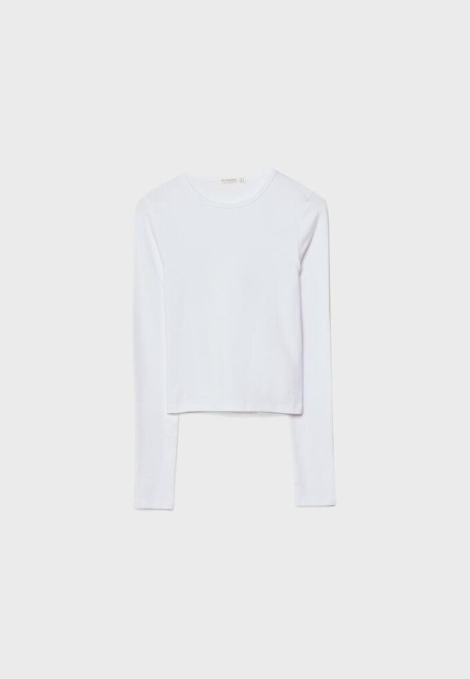 Základní bavlněné tričko s dlouhým rukávem