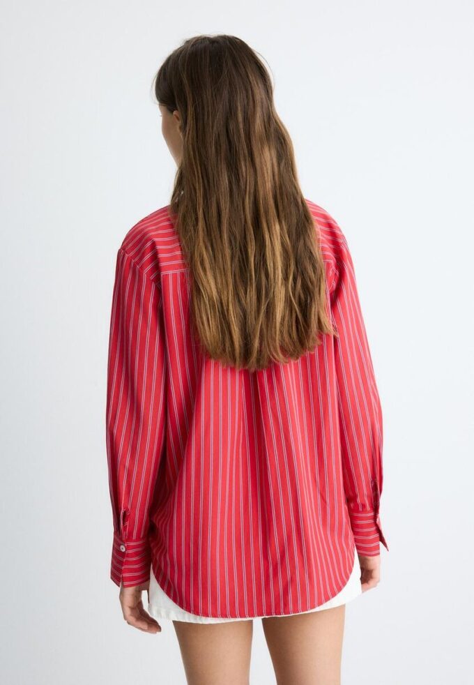 Základní pruhovaná popelínová košile s kapsou