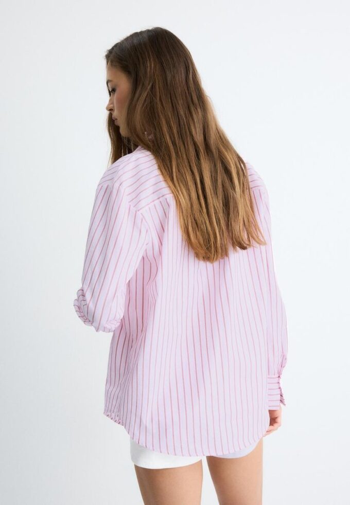 Základní pruhovaná popelínová košile s kapsou