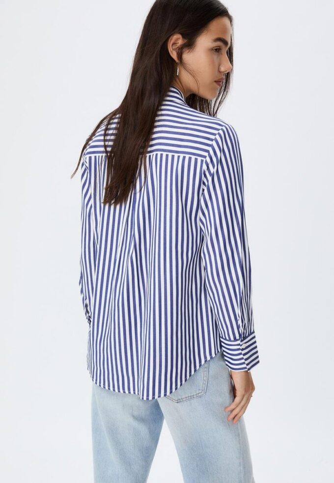 Základní pruhovaná popelínová košile s kapsou