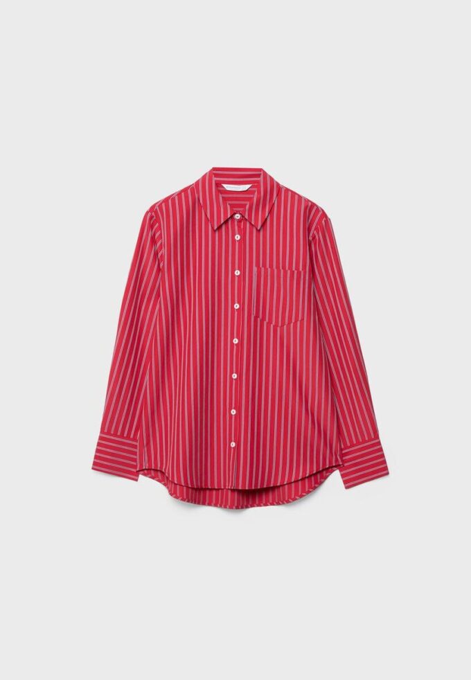 Základní pruhovaná popelínová košile s kapsou