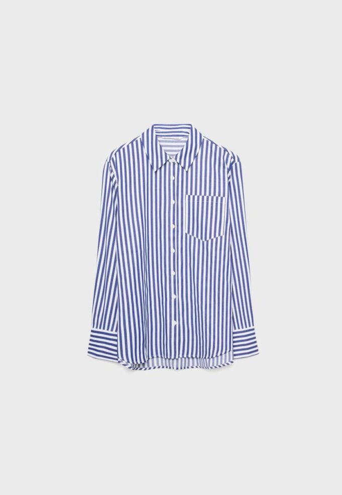 Základní pruhovaná popelínová košile s kapsou