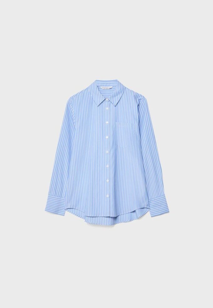 Základní pruhovaná popelínová košile s kapsou