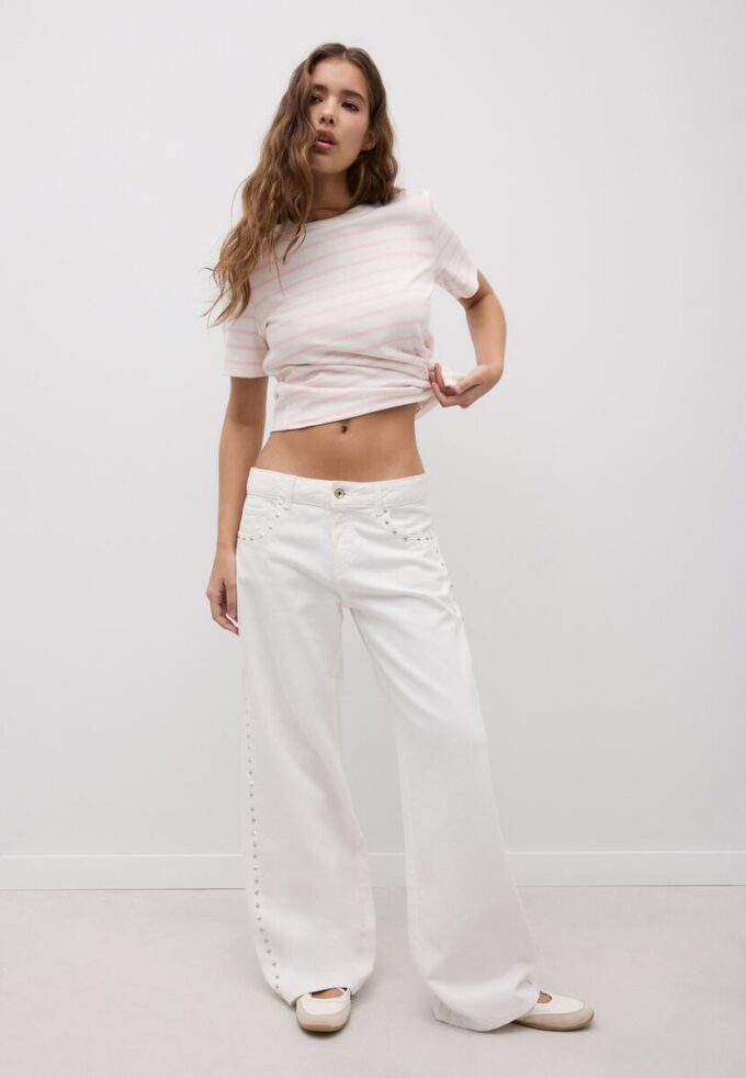 Základní silné pruhované tričko s pravidelným střihem Základní silné pruhované tričko s pravidelným střihem