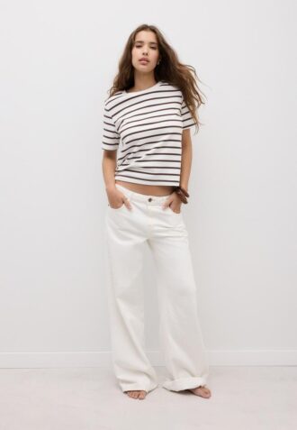 Základní silné pruhované tričko s pravidelným střihem