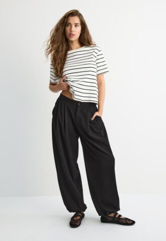 Základní silné pruhované tričko s pravidelným střihem